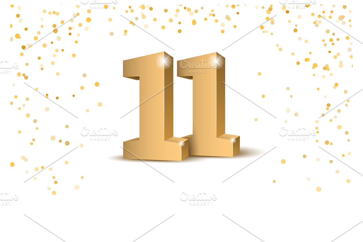 Anniversary 11. Gold card 3d numbers, a Decorative Illustration by Sunny (Photo 3 of 3)