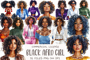 Black Afro Girl Clipart, an Illustration by OK Design (Thumbnail 1 of 5)