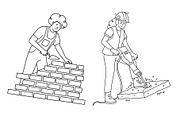 labour day hand drawn vector 30 set, a Person Illustration by foxndeer (Thumbnail 2 of 4)