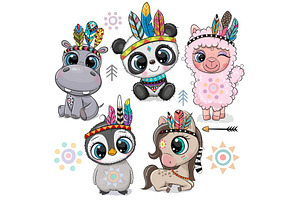 Cute Cartoon tribal animals