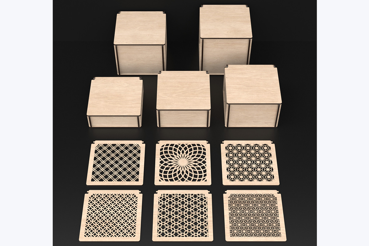 14 Square Flip Top Boxes Laser Files, an Object Graphic by ThemeXDigital (Photo 2 of 8)