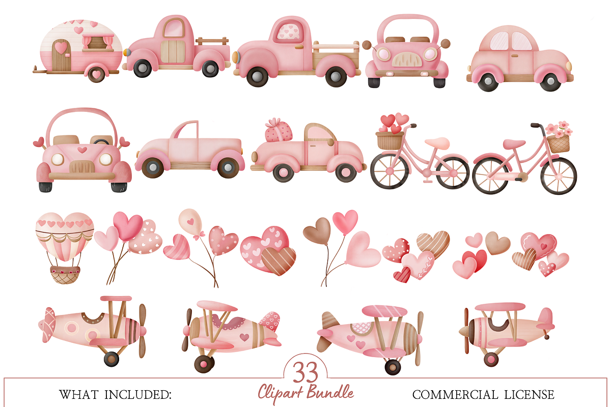 Valentine Transportation PNG Set, an Illustration by MockupWizard (Photo 2 of 5)