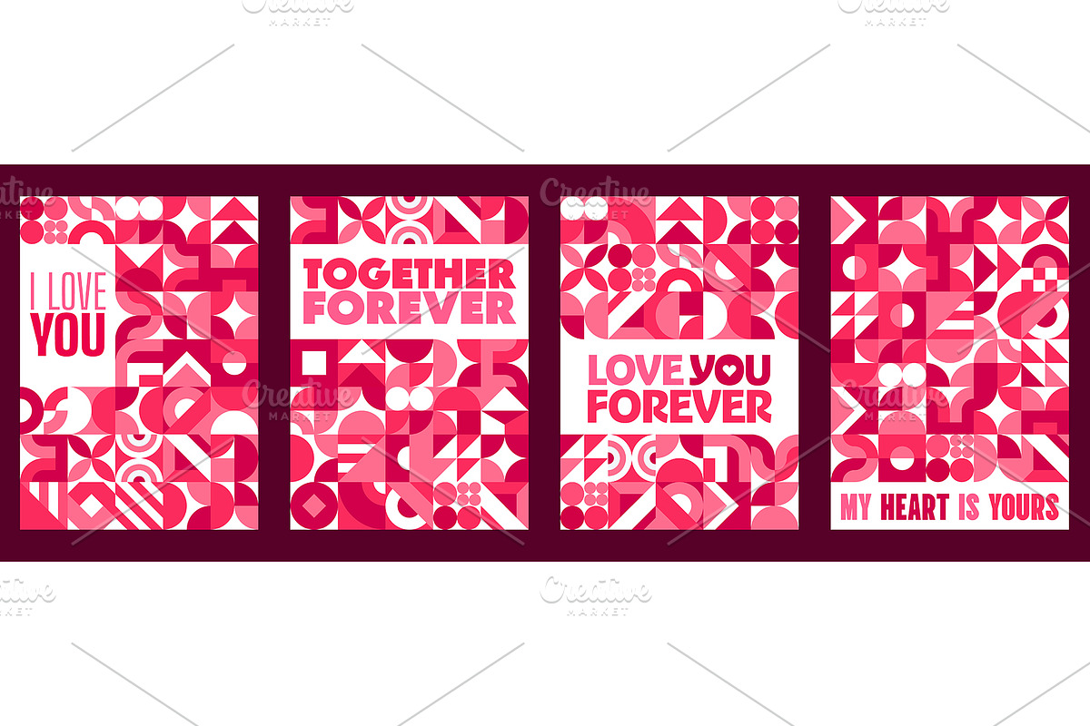Valentine Day posters, geometric, an Illustration by Vector Tradition (Photo 1 of 3)