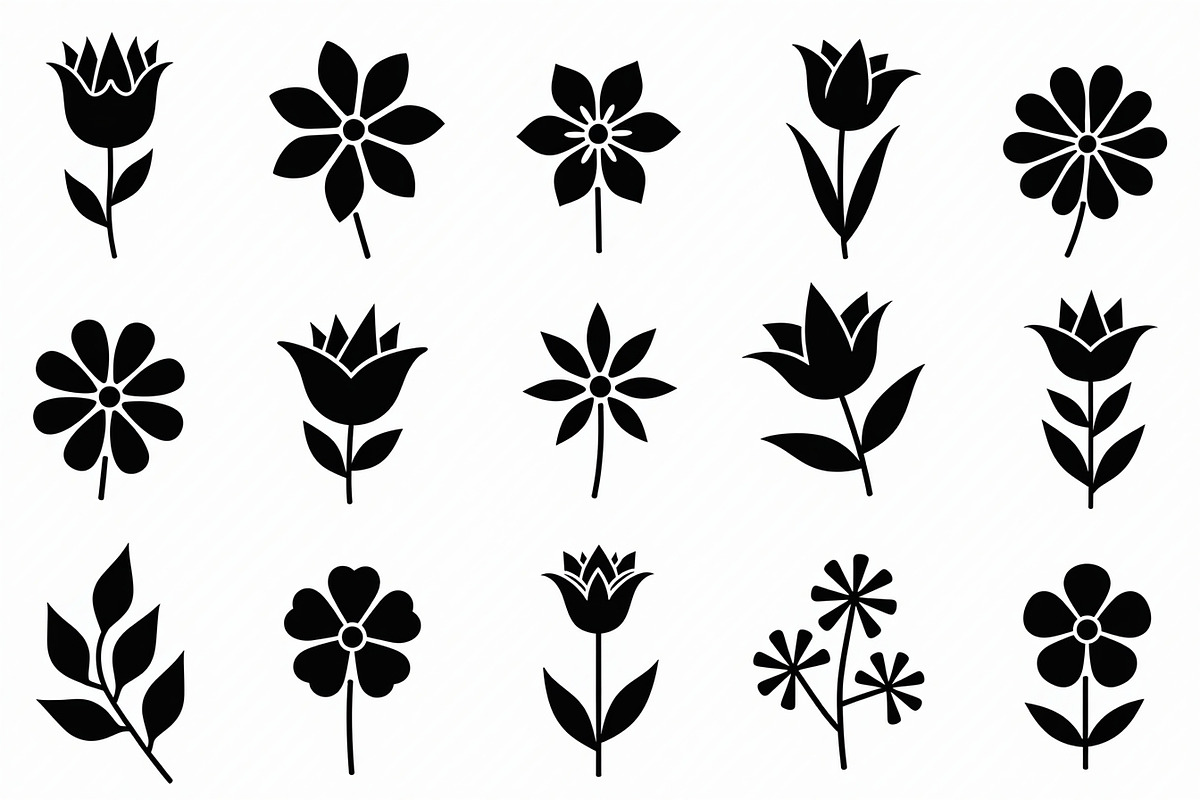 16 elegant black floral silhouettes, an Illustration by Amazin_art (Photo 16 of 17)