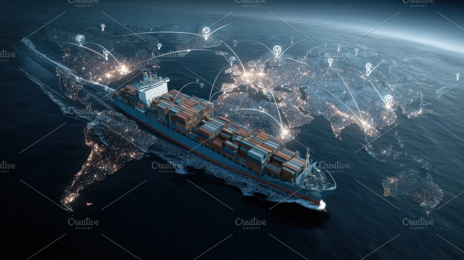 Global Cargo Ship Transporting Goods, a Photo by Pixeness Studio