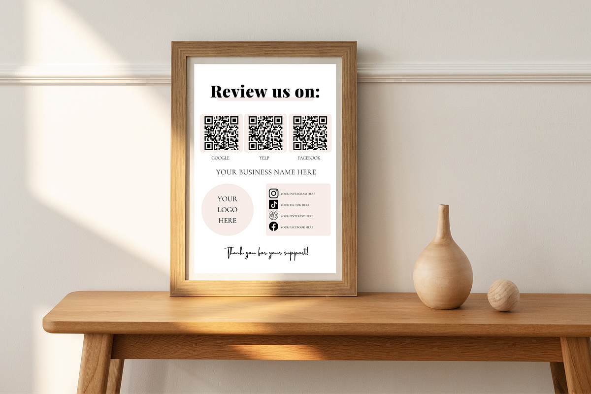 Review Us Business Sign Template, a Print Template by Digital By Nikoleta (Photo 1 of 9)