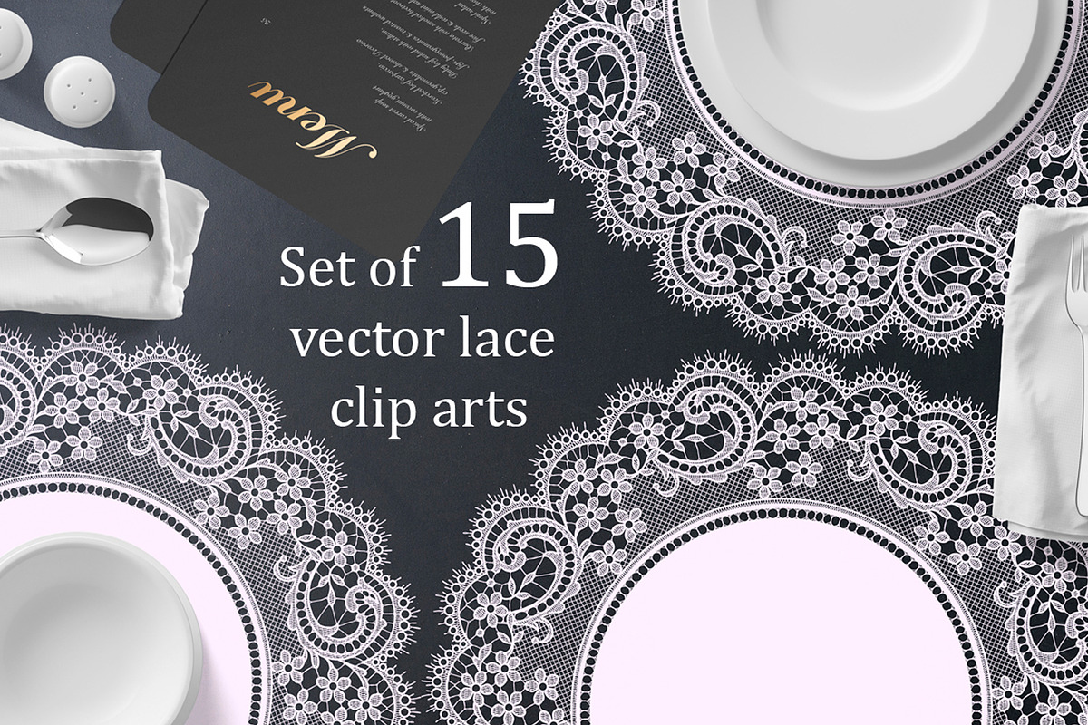 Set of 15 vector lace cliparts, a Pattern Graphic by Ajuga (Photo 1 of 7)