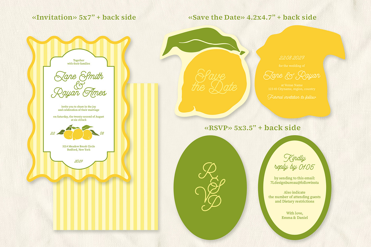 Lemon summer wedding templates set, a Stationery Template by Garden in frame (Photo 3 of 10)
