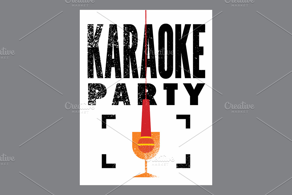 Karaoke Party vector poster set., an Object Illustration by PoPaShop (Photo 7 of 9)