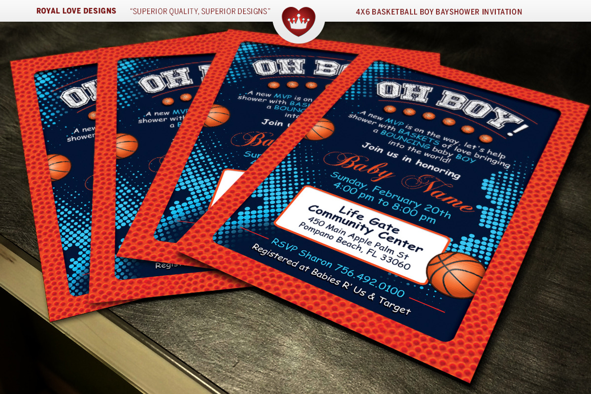 Basketball Boy Baby Shower Bundle, a Card Template by Royallove (Photo 2 of 4)