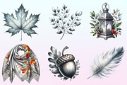 Silver Autumn Clipart., a Graphic by CitraGraphics (Thumbnail 2 of 4)