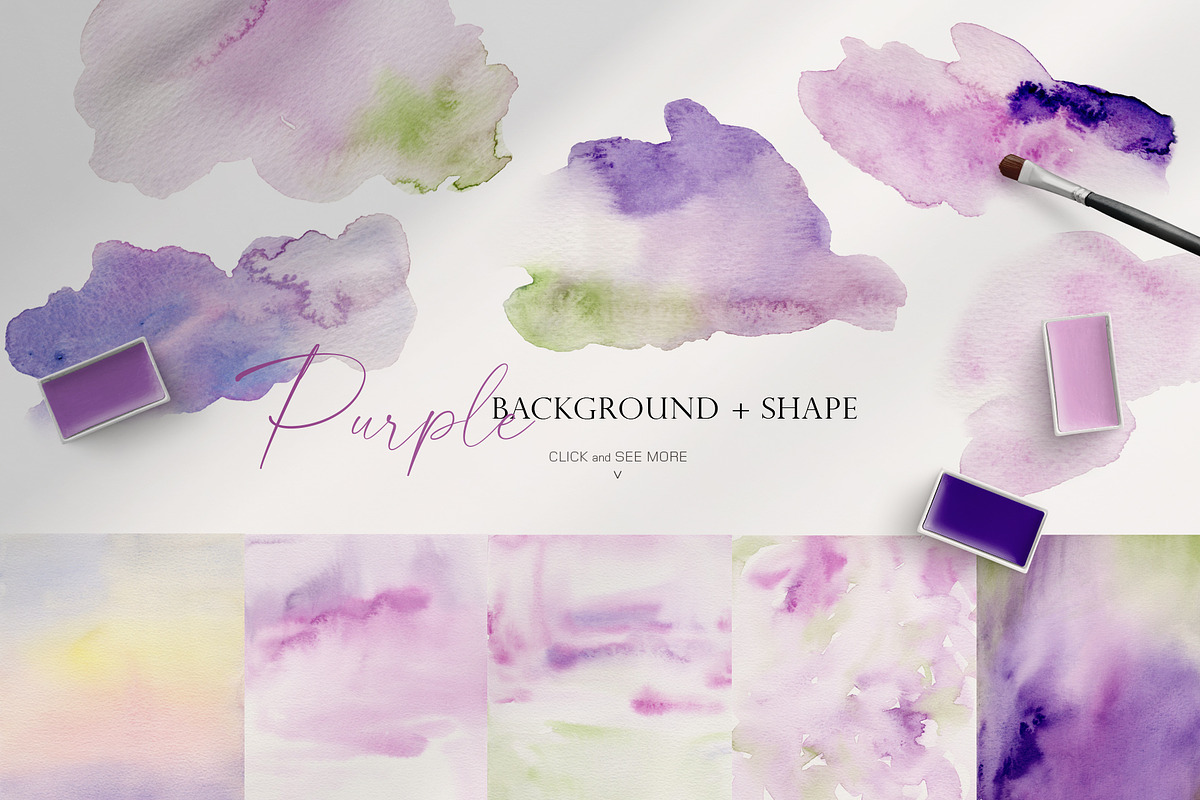 Watercolor Bundle -Purple Collection, an Illustration by Beigetime (Photo 8 of 8)