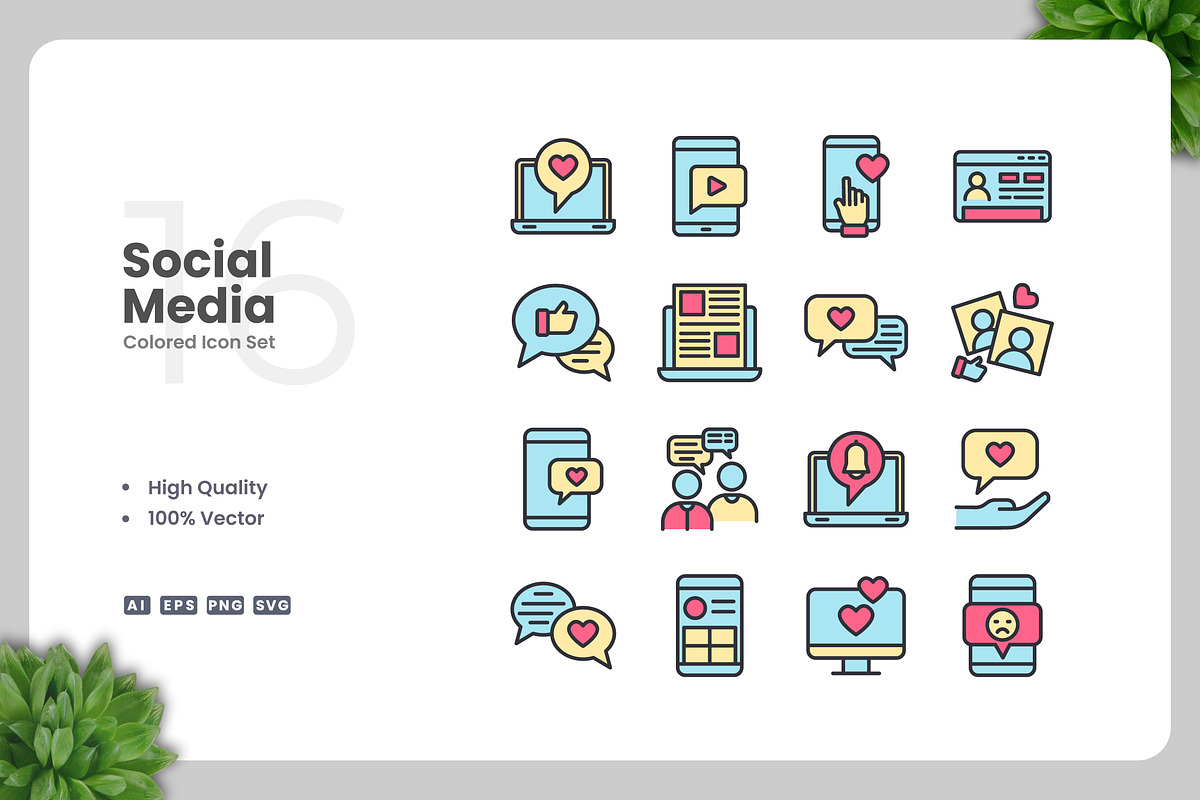 Social Media Colored Icons, an Icon by Upnowgraphic