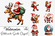 Patchwork Christmas Cute Santa Clipa, an Illustration by CrexoraLab (Thumbnail 1 of 5)