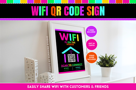 Neon WiFi QR Code Sign