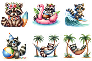 Summer Raccoon Sublimation Clipart, a Seasonal Illustration by DreamArtGraphic (Thumbnail 3 of 4)