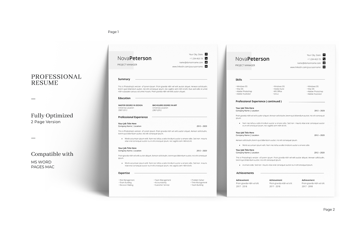 Minimal Resume Design Template, a Resume Template by GraphicFlava (Photo 2 of 8)