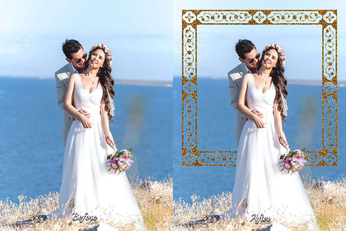 23 Golden Floral Photoshop Overlay, a Background Graphic by 3Motional (Photo 12 of 21)
