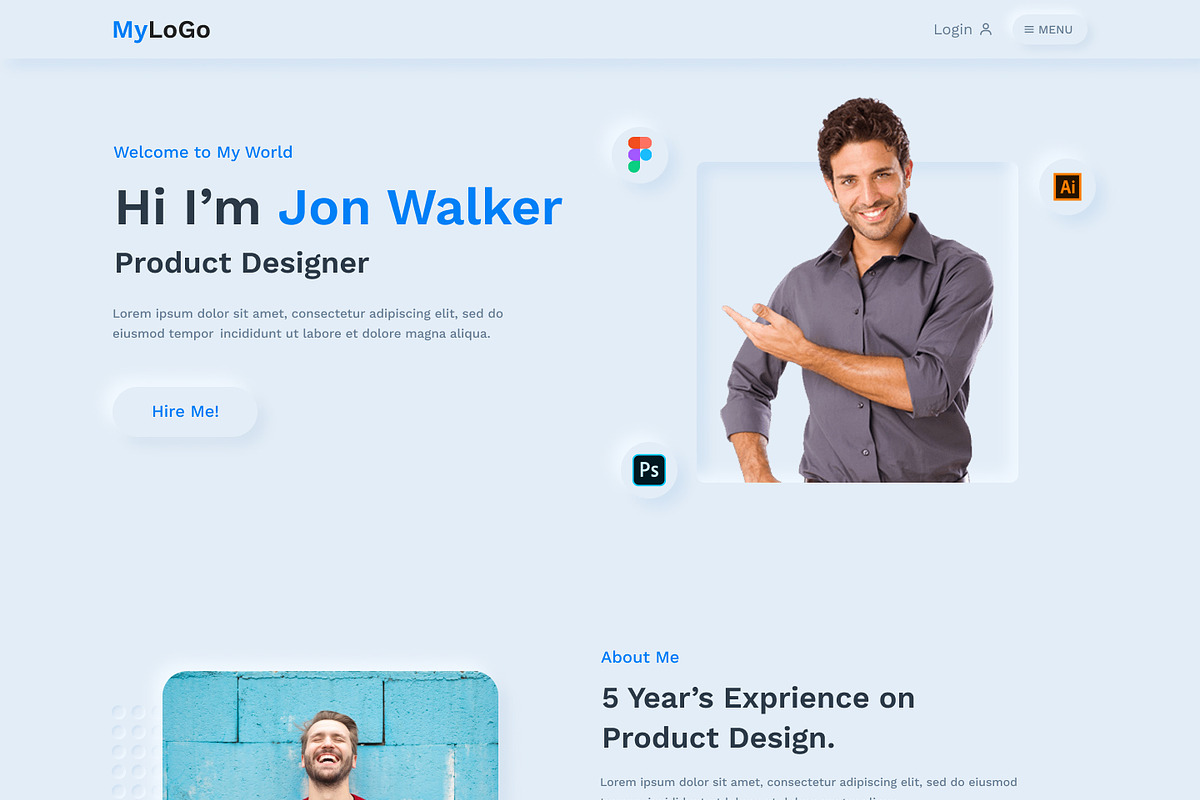 Portfolio Template Design, a Landing Page Template by Neha Guleria (Photo 2 of 2)