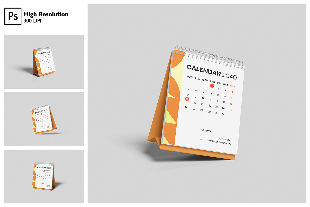 Desk Calendar Mockup, a Books & Magazine Mockup by Gatamotion (Photo 1 of 5)