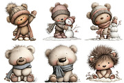Cute Winter Animals Clipart, an Illustration by Craft Nest (Thumbnail 4 of 10)