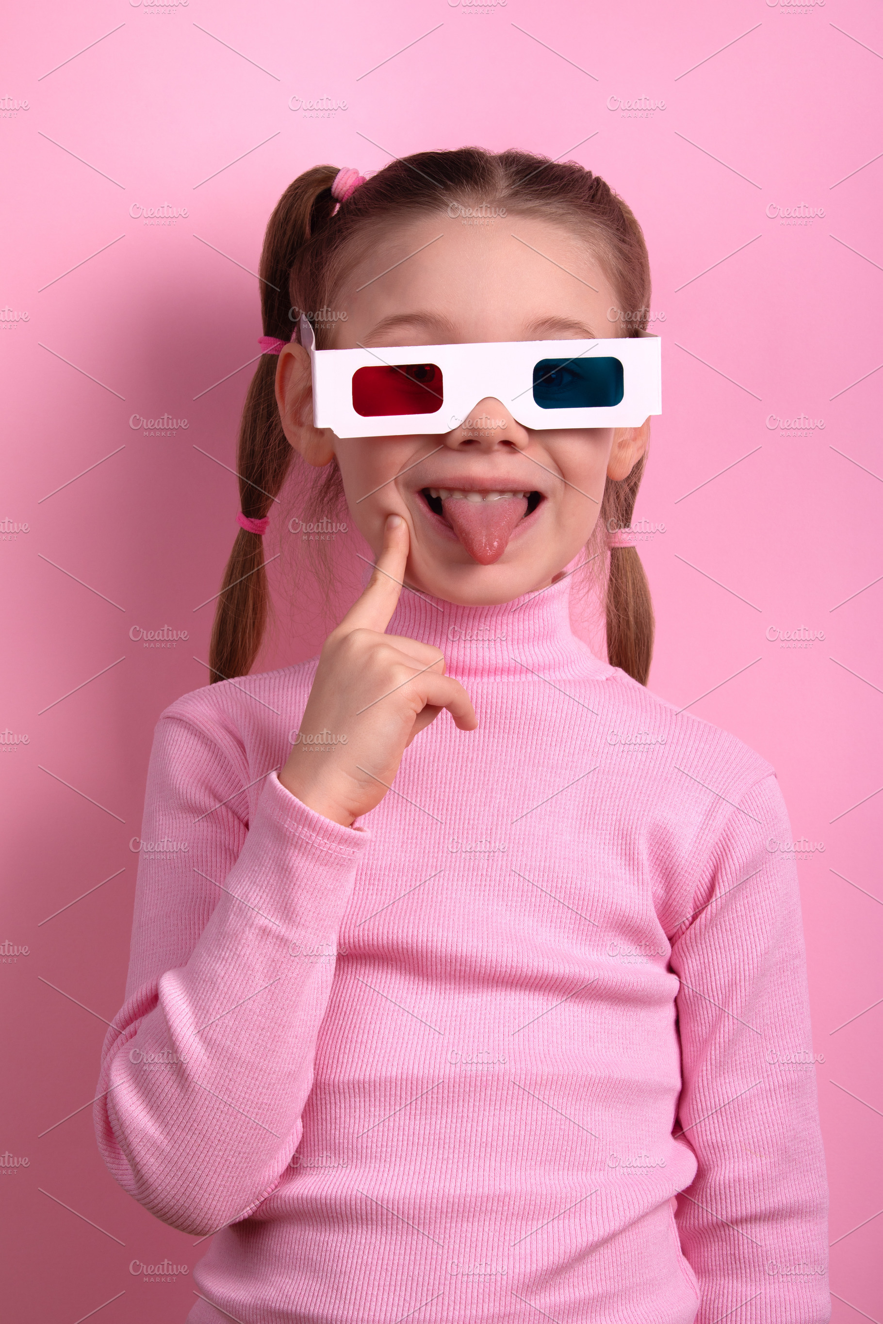 Playful Girl in 3D Glasses, a Person Photo by Ales Munt