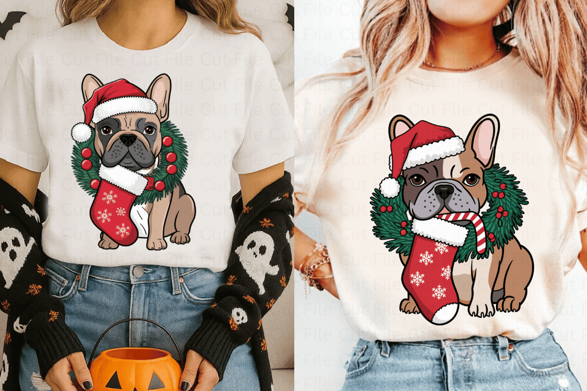 Christmas French Bulldog PNG Bundle, a Graphic by Cut File (Photo 2 of 5)