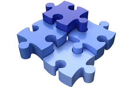 Jigsaw Puzzle Pieces Blue, a Background Photo by VK Studio