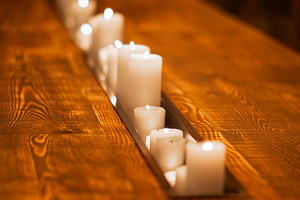 Candlelit Solid Wood Table, an Architecture Photo by SkyNext