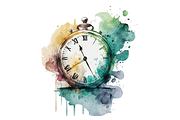 Watercolor Clock Clipart Bundle, an Object Graphic by Regulrcrative (Thumbnail 4 of 7)