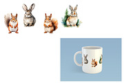 Watercolor forest animals clipart, an Object Graphic by KomtsyanTatyanaArt (Thumbnail 5 of 10)