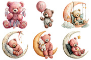 Sweet Dreams Pink Teddy Bear Clipart, an Illustration by Craft Nest (Thumbnail 2 of 6)
