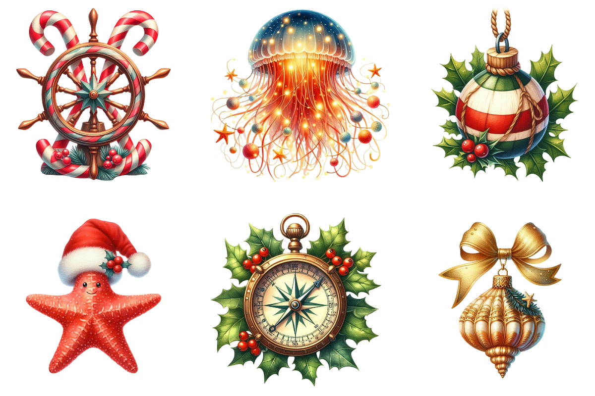 Merry Maritime Christmas Clipart, an Illustration by DreamArtGraphic (Photo 4 of 5)