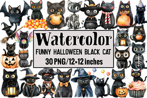 Funny Halloween Black Cat, an Illustration by Design Market