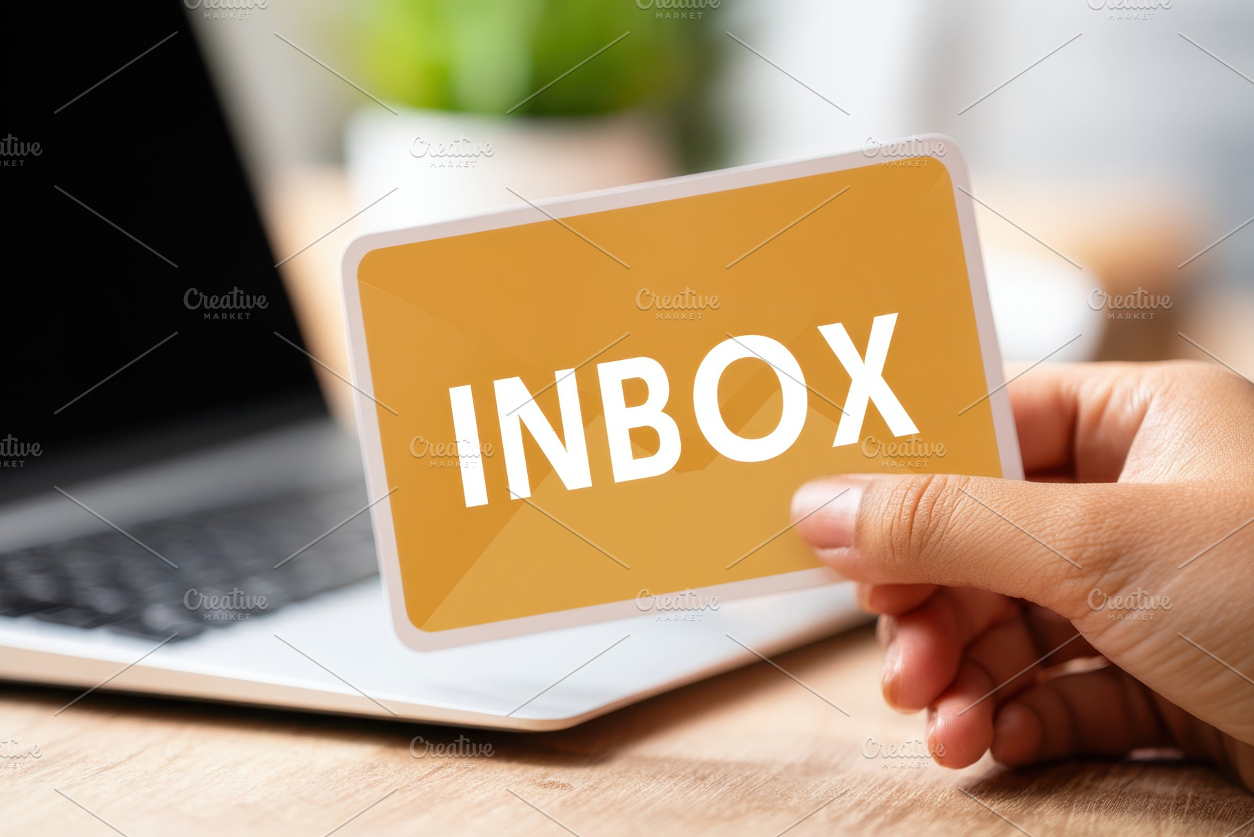 Inbox notification card on a workspace, a Business Photo by AlyaAnd