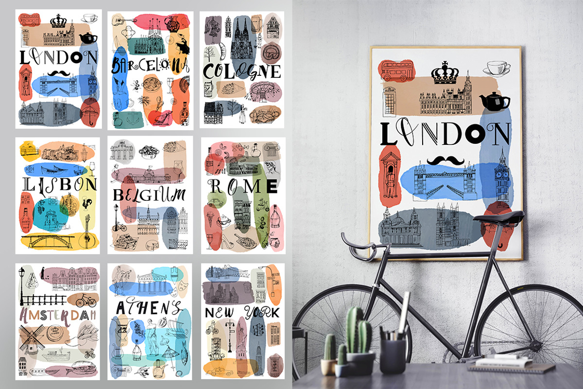 Collection of 9 cities, an Illustration by Tatiana Davidova (Photo 2 of 3)