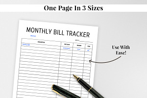 Monthly Bill Tracker Printable