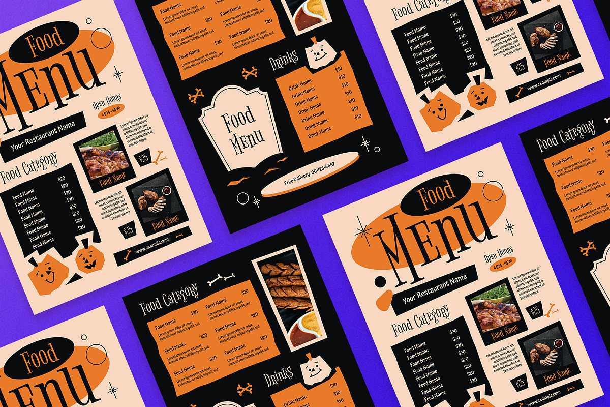 Orange Halloween Food Menu, a Flyer Template by Aiyari Graphic (Photo 2 of 3)
