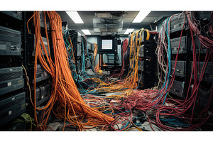 organization server room cables ai, a Technology Photo by pikepicture