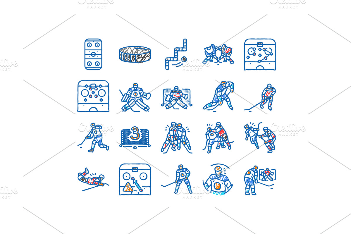 ice hockey puck stick sport icons, an Object Illustration by pikepicture