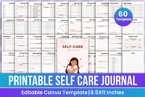 Printable Self-Care Journal Bundle, a Print Template by Mustafiz