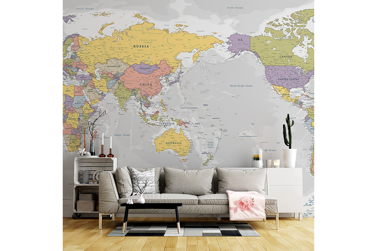 Vector World Map - Pacific View, a Graphic by PorcuPen Works (Photo 3 of 6)