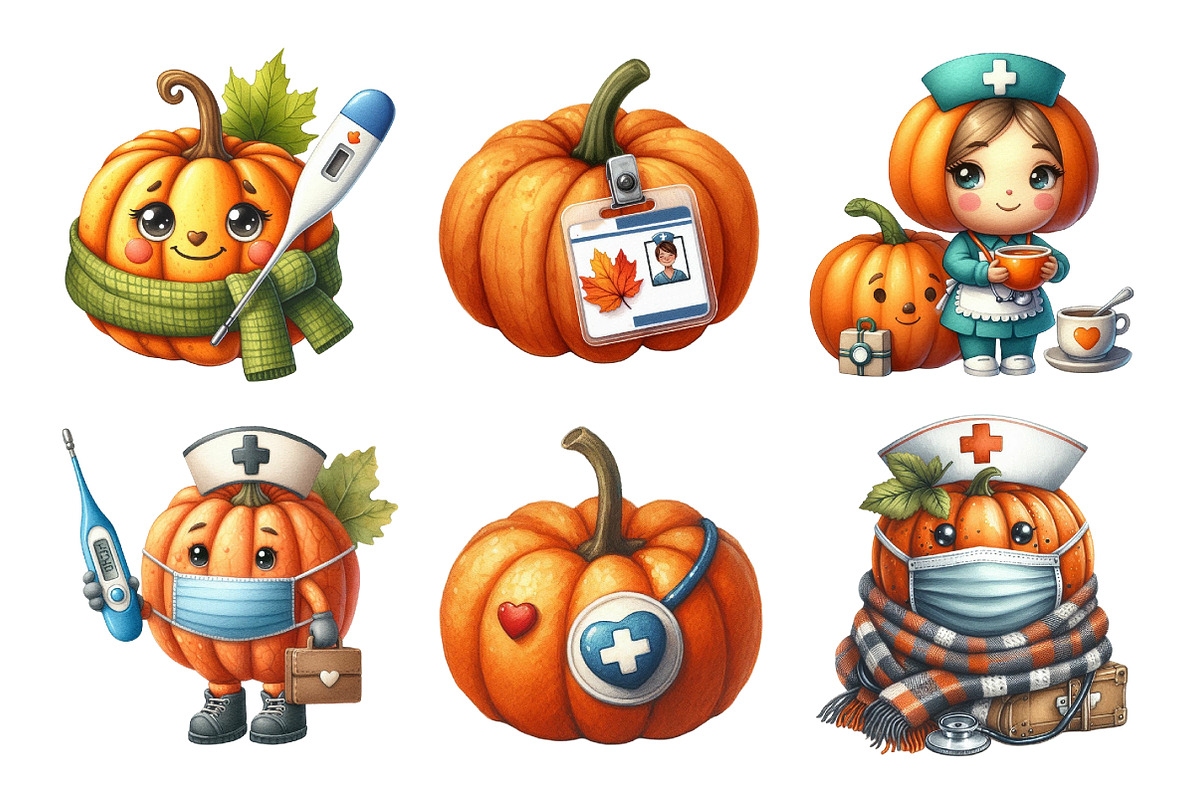 Autumn Nurse Pumpkin Clipart, an Illustration by Daily.Designs (Photo 3 of 5)