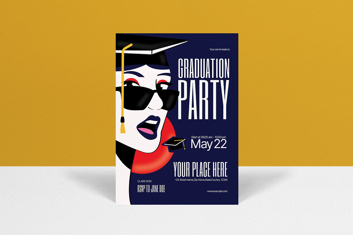 Blue Graduation Party Invitation, a Card Template by graphicook (Photo 1 of 3)