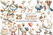 Watercolor Goose Clipart, an Illustration by Watercolor design (Thumbnail 1 of 5)