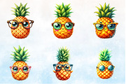 Watercolor Cute Pineapple Clipart, a Seasonal Illustration by Rose Art (Thumbnail 3 of 7)