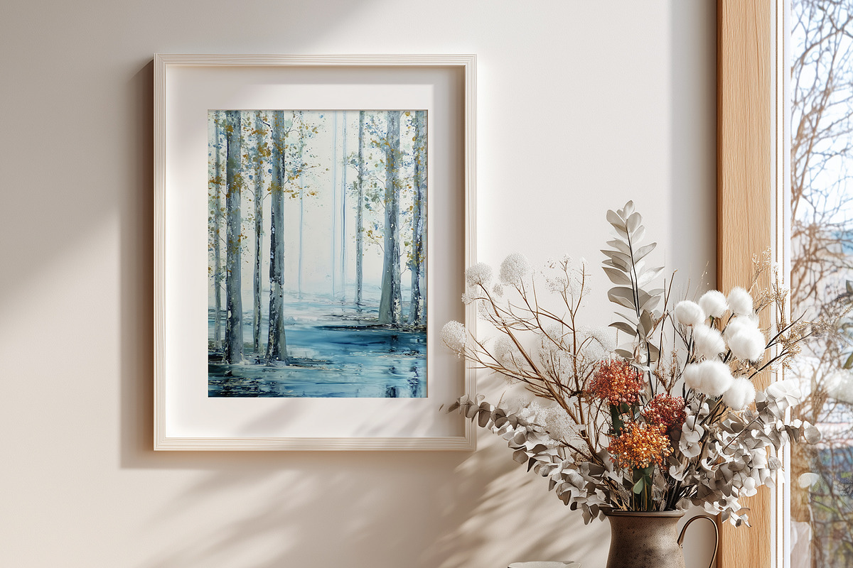 Blue Forest Landscape Art, a Decorative Illustration by Housui Patterns (Photo 4 of 12)