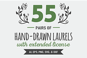 55 Pairs of Hand-drawn Laurels, an Illustration by Brandi Lea Designs (Thumbnail 1 of 3)