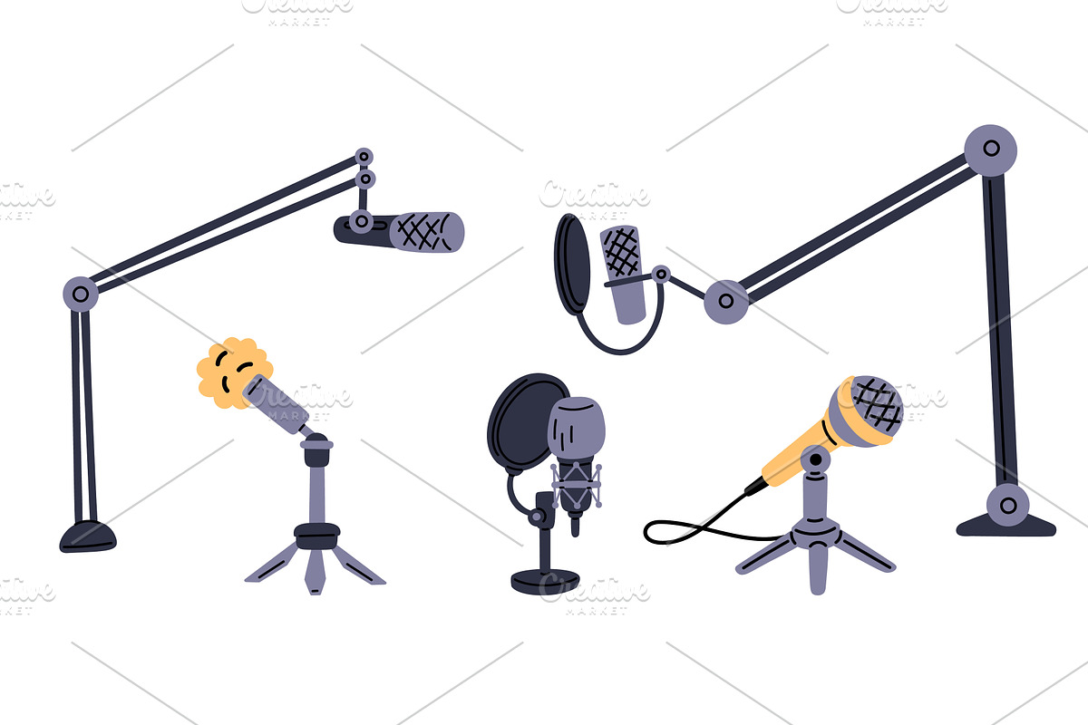 Microphones for conducting sound, an Object Illustration by Vectorbuum