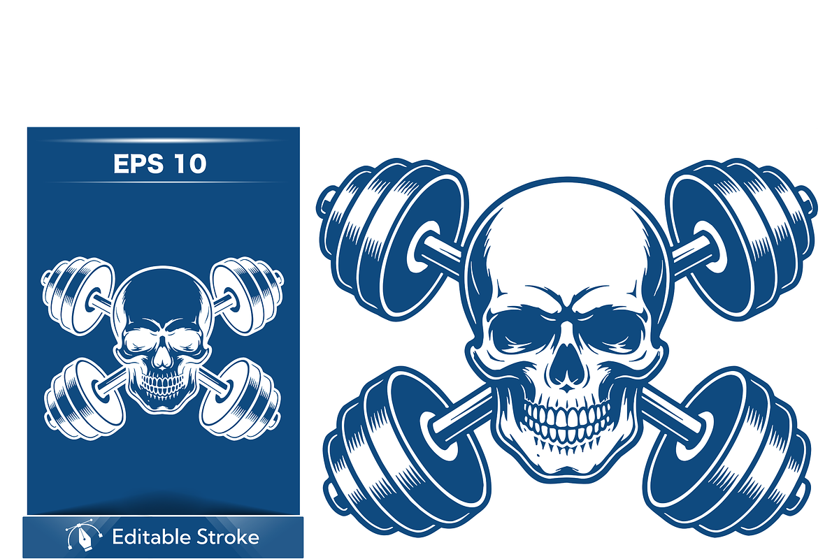 Skull & Dumbbells Design, a Sport Illustration by CarWrap design (Photo 4 of 4)